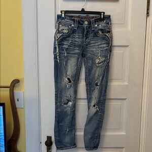 Rock Revival Distressed Washed Blue Skinny Jeans